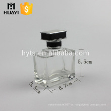 Botella de cristal de perfume rectangular vacía 100ml con tapa de cuero para la venta